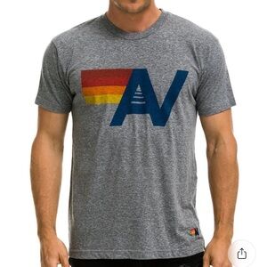 Aviator Nation Gray Tee with Multicolor Graphic